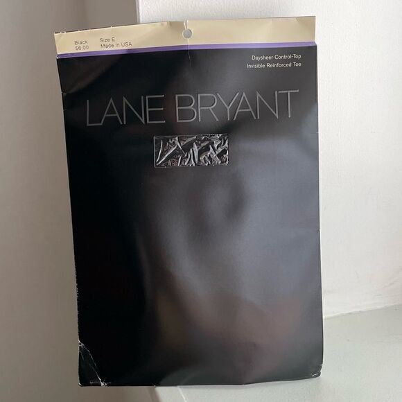 Black Day Sheer Control Top Nylons by Lane Bryant, Size E (~2X) - Picture 1 of 7